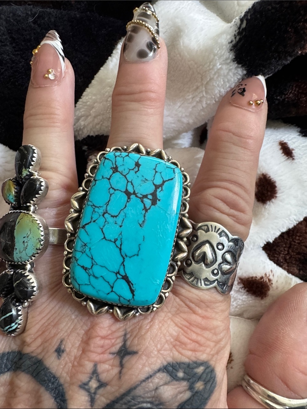 Kingman Turquoise Statement Ring - Bright Blue Stone925  Silver Setting